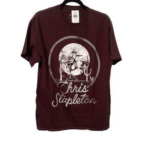 Chris Stapleton Cowboy Western Graphic T-Shirt Brown Men's Size M